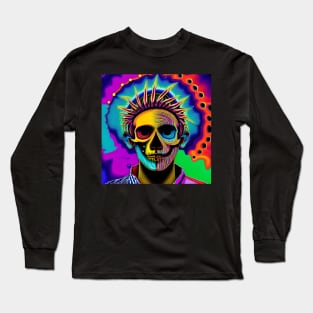 Vibrant Trippy Skull Art 66 Long Sleeve T-Shirt